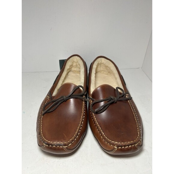 LL Bean Slippers Mens size 11 Brown Double Sole Slip on Shearling Lined New - Picture 3 of 8